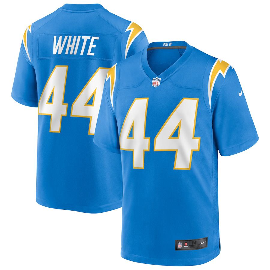 Men Los Angeles Chargers 44 Kyzir White Nike Powder Blue Game NFL Jersey